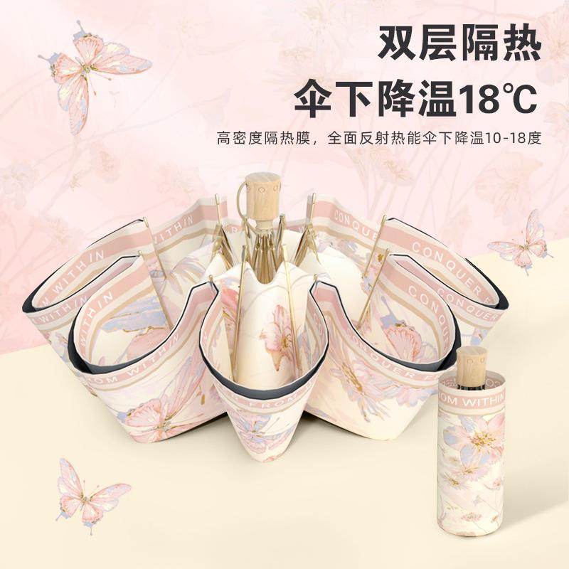 Double Sided Double Layer Sun Protection Umbrella UV Blocking Folding Umbrella for Women Stylish Design