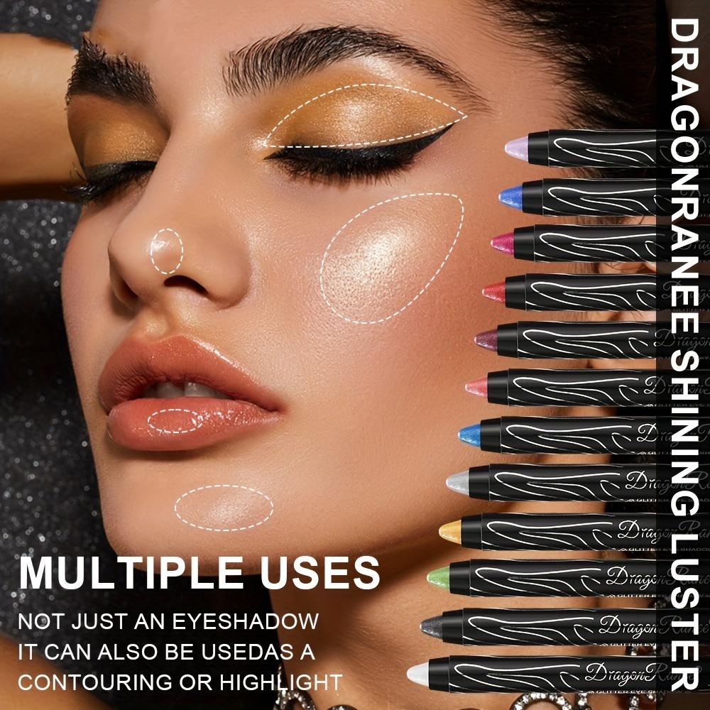 Shining Luster Eyeshadow Pencil 12 Color Mixing Palette Highlighting Eye Contouring and Eyeliner Long-Lasting Waterproof Eyeshadow Stick