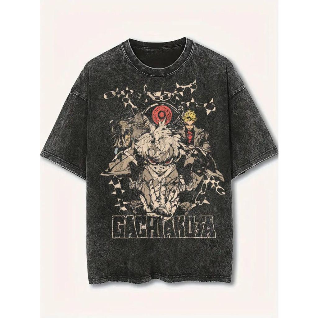 2026 Dark Fantasy Wasteland Anime Gachiakuta Graphic Print T-shirt Oversized Retro Washed Cotton Tee Men Women Harajuku Fashion Tops