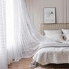Polyester Cotton White Translucent Retro Hollow Out Curtain Finished North American Rural Fabric Floor Screen Bedroom Curtain