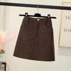 Plus Size Black Corduroy A-Line Midi Skirt for Autumn/Winter - Slimming, Versatile, and Bodycon Women's Clothing