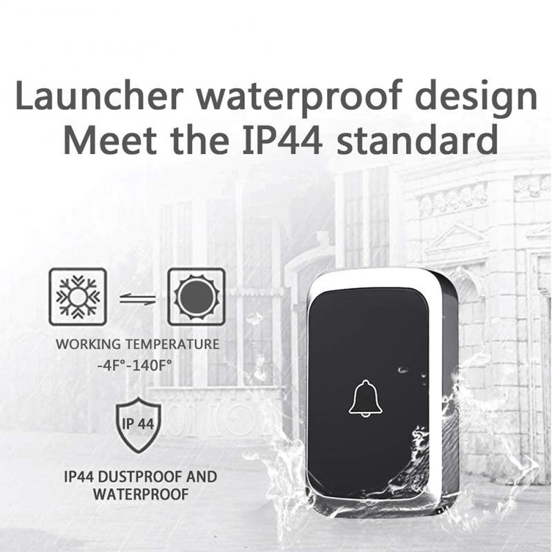 Home Security Welcome Wireless Doorbell Smart Home Door Bell Alarm LED Light 36 Songs With Waterproof Touch Button Smart Alarm
