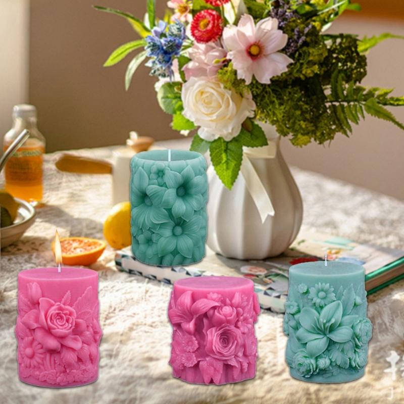 Santa Claus Embossed Cylinder Candle Silicone Mould for Festival Holiday Handmade Craft