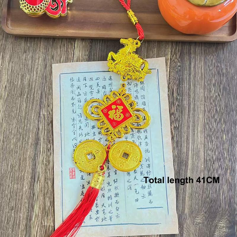 2026 Year Of The Horse Wall Hanging Ornament Green Plant Potted Lucky New Year Decoration 2026 Year Of The Horse Wall Hangingift