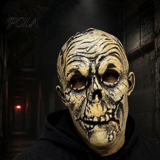 Soft Latex Horror Mask Halloween Scary Mask, Realistic Rotten Skeleton Hood, Party Detailed Skull Cosplay Comfortable for Secret Room & Props Costume