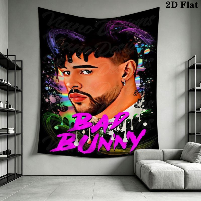 Bad Bunny Beat Wandbehang Bedruckte Stoffdecke Dekorative Wandteppiche für Schlafzimmer Wohnzimmer Heimdekoration