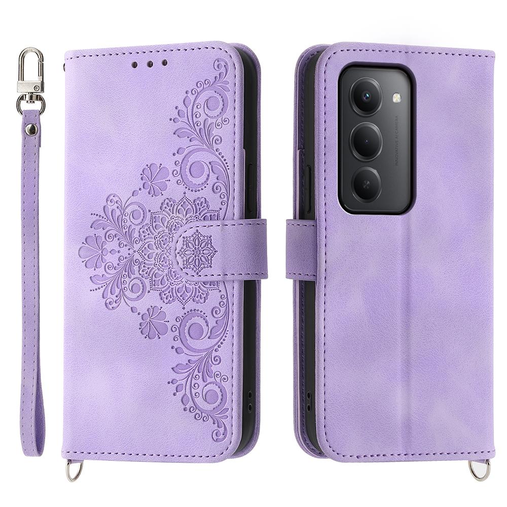 Pro Xiaomi Redmi 15 4G (EU) (171 mm) Pouzdro Vzor Květin PU Kůže Peněženka Kryt na Telefon s Poutkem