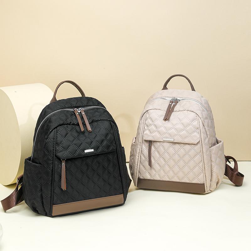 Rhomboid Quilted Backpack Women's Large Capacity Backpack