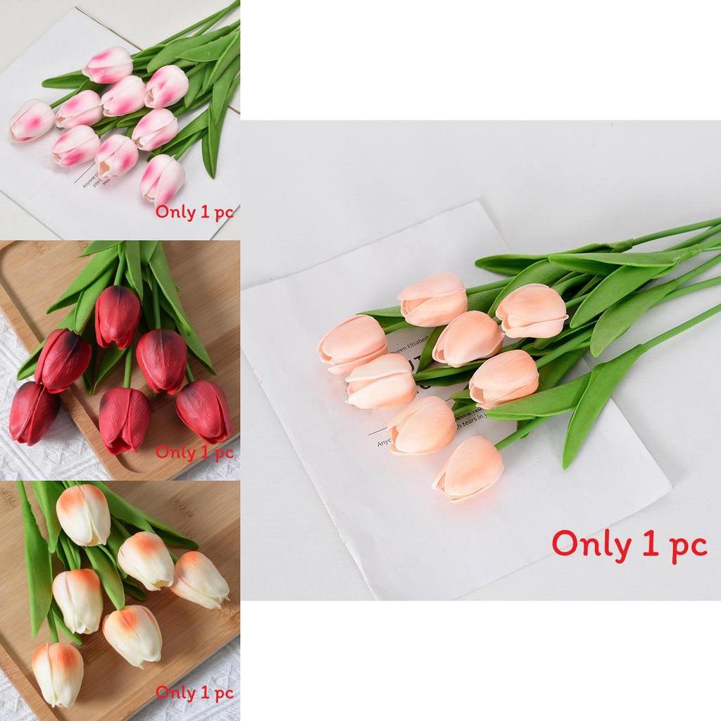 Tulip Artificial Flower With Pu Material For Home Decor And Photography Props