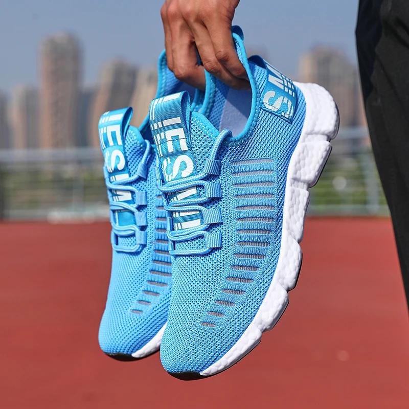 

Summer Men Sneakers Lightweight Breathable Mesh Outdoor Casual Shoes Fashionable Tennis Training Shoes Men s Shoes Free Shipping 36 небо синє кольору