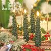 LED Christmas Tree Flameless Taper Candles Waxy Flameless Taper Candles Flickering Window Candle for Christmas Decor