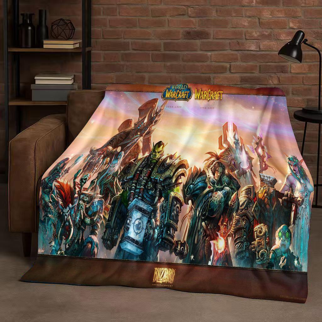 3D WOW World of Warcraft Spiel Dämonenjäger Arthas Cartoon Flanell Decke, Ultra Weiche Plüschdecke für Zuhause Schlafzimmer Bett Sofa Abdeckung