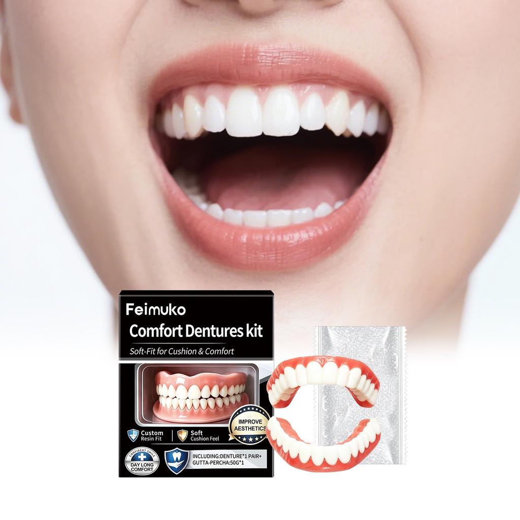 Full set of dental braces, upper and lower jaw silicone false teeth, comfortable and snug fit, suitable for both men and women