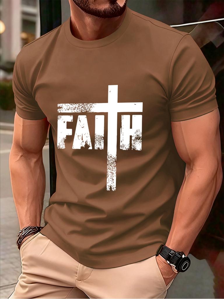 Faith The Cross Printed Cotton TShirts Mens Summer Short Sleeve Comfortable T Shirt Soft Oversized ONeck Tops Basic Clothes