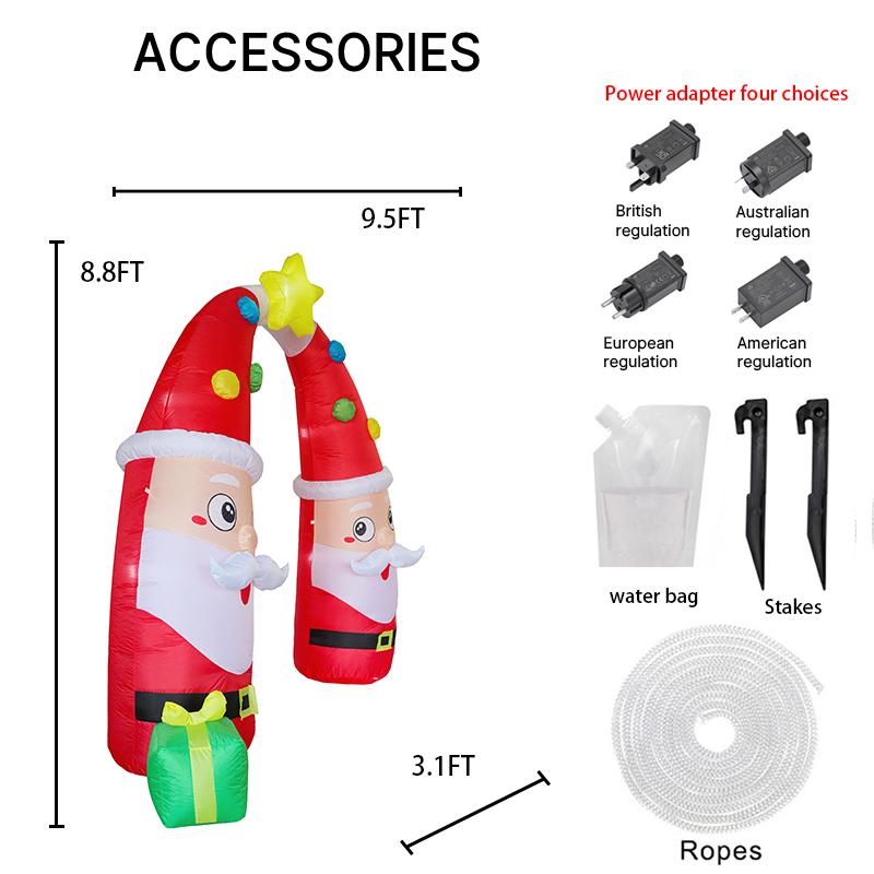 

8.8FT Inflatable Christmas Santa Archway Xmas Yard Decoration LED Star Gift Toy Boxes Double Santa Design Home Ornament Gift UK