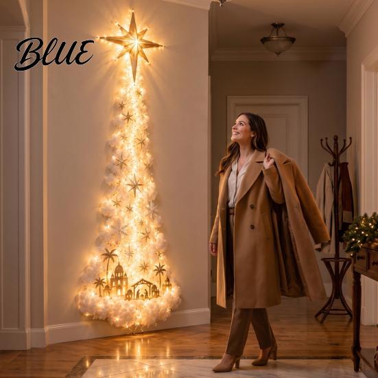 Rentier-Themenlichter Weihnachts-Zauberpfad Wandleuchte, Zug Baum Stern LED Kaskadierende Feiertagsdekoration Weihnachtsmann-Dekorationen mit Warmweißem Leuchten,