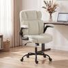 Ergonomic Office Chair, Chenille, Flip-Up Armrests, Adjustable Height, 70 x 67 x 108 cm, Beige