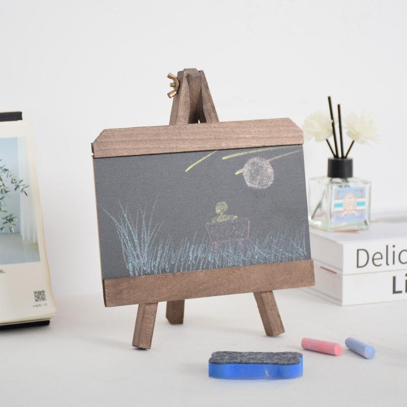 Handwritten Small Blackboard Solid Wood Message Board Coffee Shop Menu Ornament Family Message Chalk Wipe Small Blackboard