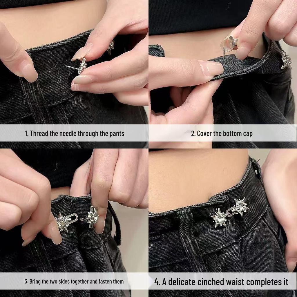 Waist Adjustment Buckle: No-Sew, Detachable Tool for Jeans, Converts Large Waist To Small, Anti-Exposure Brooch.