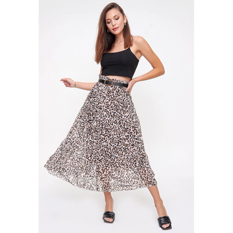 leopard chiffon skirt
