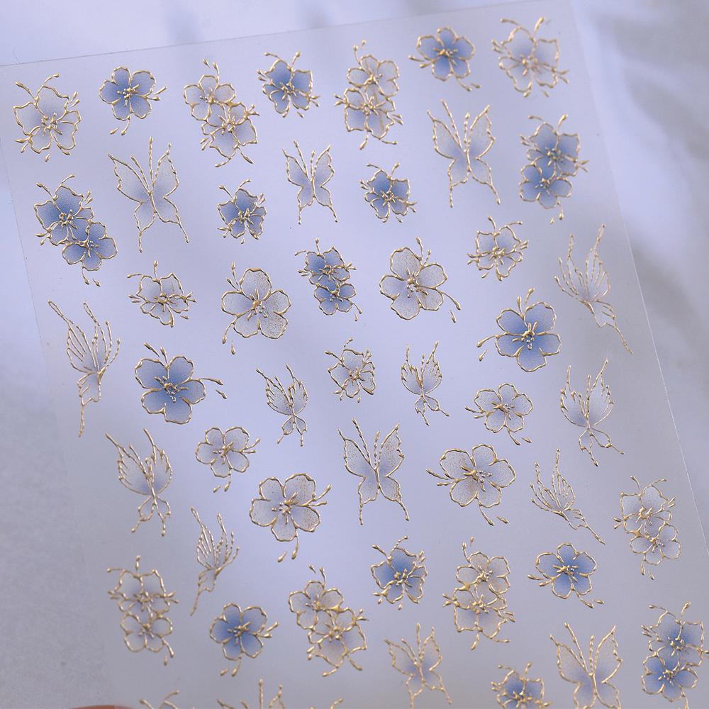 Elegant Silver Butterfly Frame Border Nail Art Stickers Hearts Stars Moon Feather Metal Self Adhesive Decoration Manicure Decal