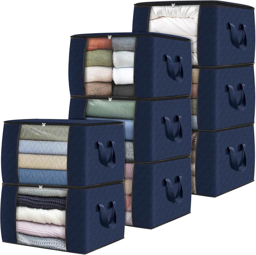 Fab Totes Storage Bags,Clothes Blanket Storage Bins Foldable Closet Organizers with Reinforced Handle for Home Dorm Storage and Organization
