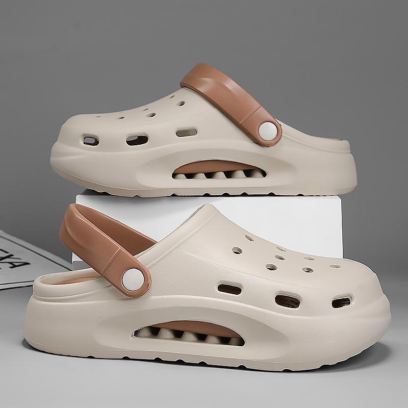 Fashion Thick soled air cushioned perforated shoes garden shoes with a poop like feel outdoor indoor men's and women's trendy slippers