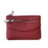 Change Bag Women's Short Small and Thin Zipper Change Bag New First-layer Cowhide Coin Key Storage