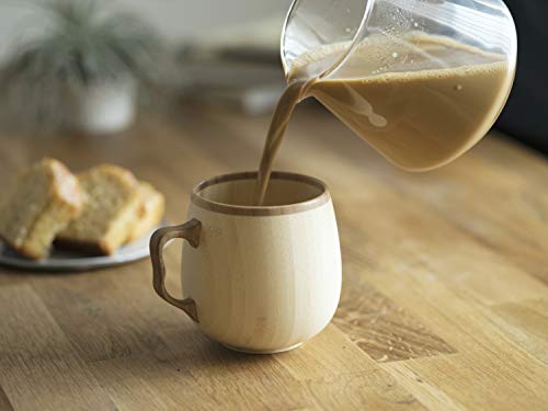 RIVERET Cafe au Lait Mug, 350ml, Bamboo, Dishwasher Safe, White, RV-205W