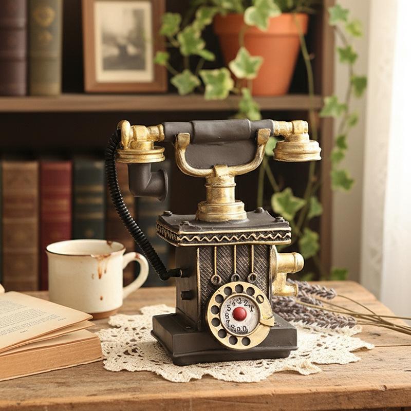 Vintage Kamera Spardose Harzfigur Kreatives Telefonmodell Heimdeko Ladendisplay Desktop-Ornament