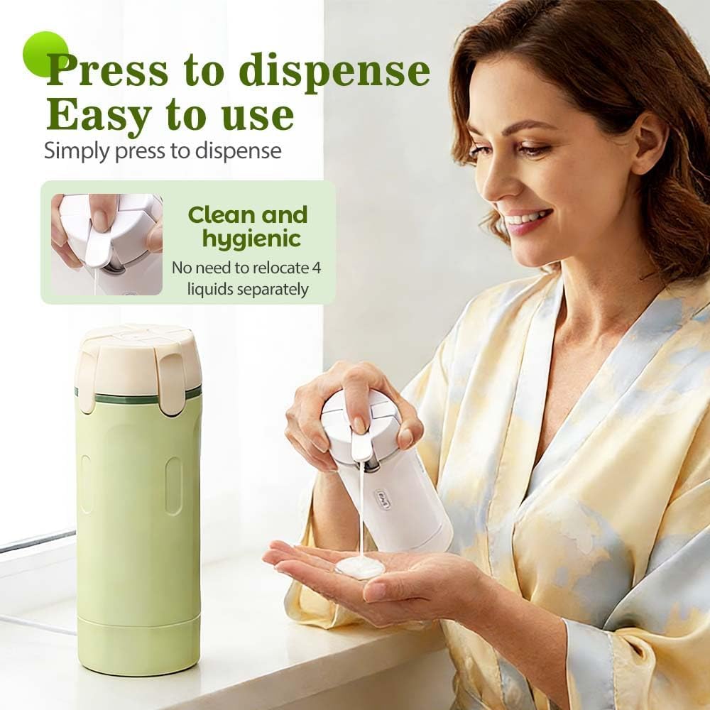 4-in-1 Reiseflaschen für Toilettenartikel, Tragbares Reise-Toilettenartikel-Flaschenset für Shampoo, Lotion, Spülung, Creme, Transparent mit Skala und Etikett