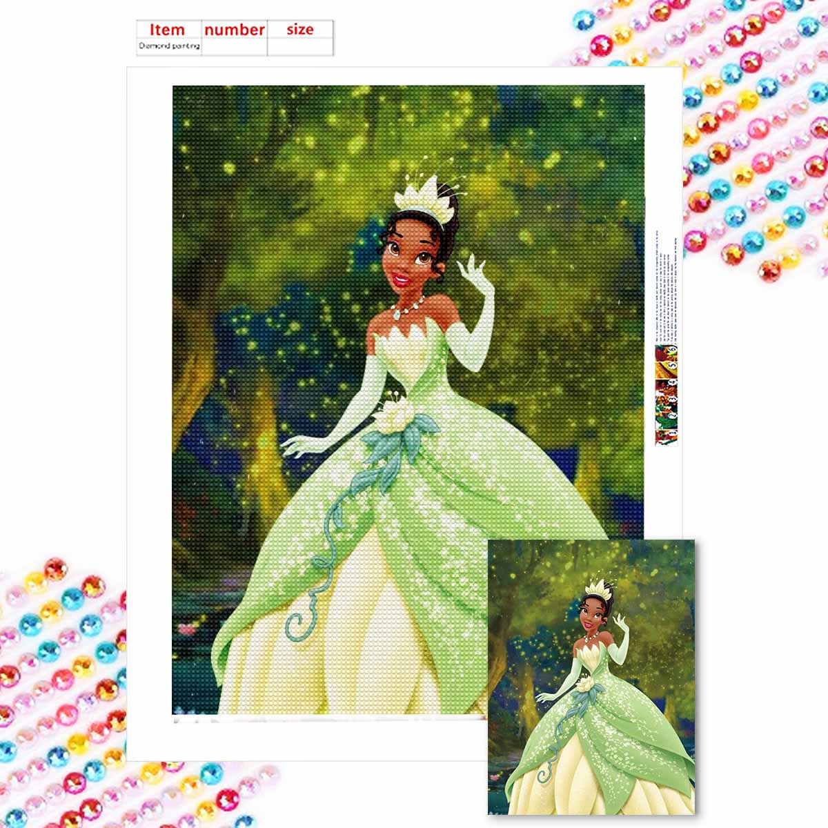 

5D Алмазная вышивка своими руками Черная принцесса Полная выкладка Стразы Мозаика Вышивка Изделия ручной работы Домашний декор Подарок Round 20x30cm