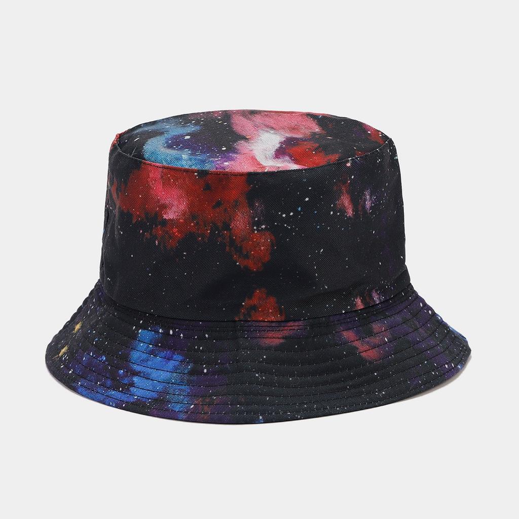 European and American fashion double-sided basin hat women's tide starry sky pattern sun hat men's spring and summer outdoor travel sunscreen bucket