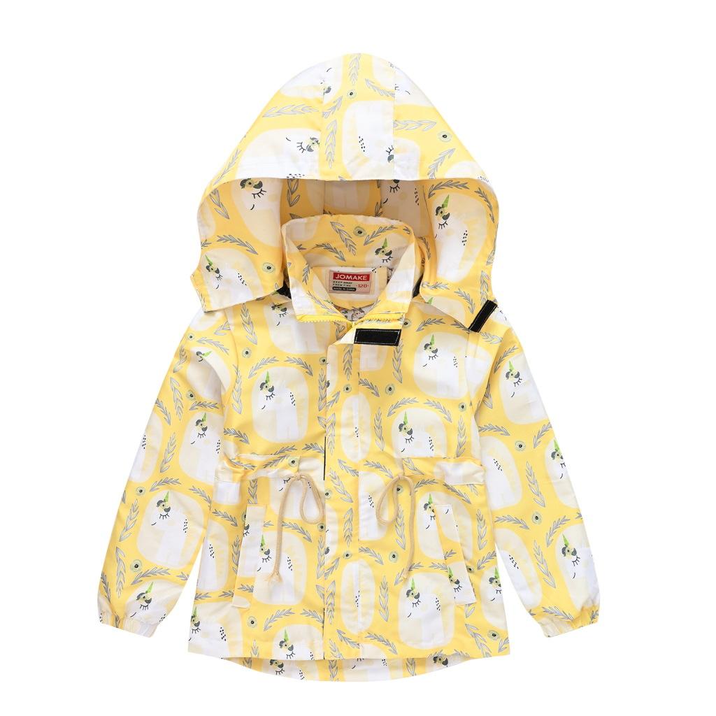 

Детская весенне-осенняя новая модная куртка с принтом для мальчиков и девочек с капюшоном на молнии, рубашка с двойной ветровкой 100cm