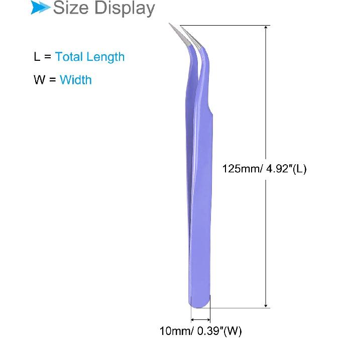 

Stainless Steel Tweezer Curved Tip Anti-static Professional Precision Industrial Tweezers Purple - (Application for Eyebrow Lab Crafts Soldering