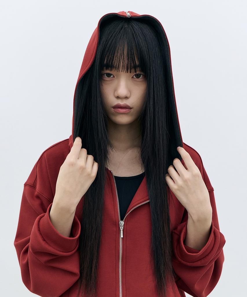 ROWM Soft Contour Hooded Zip-Up (Red/Charcoal)