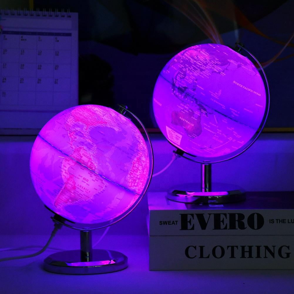 14CM Metal Frame Plastic Geography Education Globe Earth World Map Globe Light Lamp for Decor Kids Teaching Tool