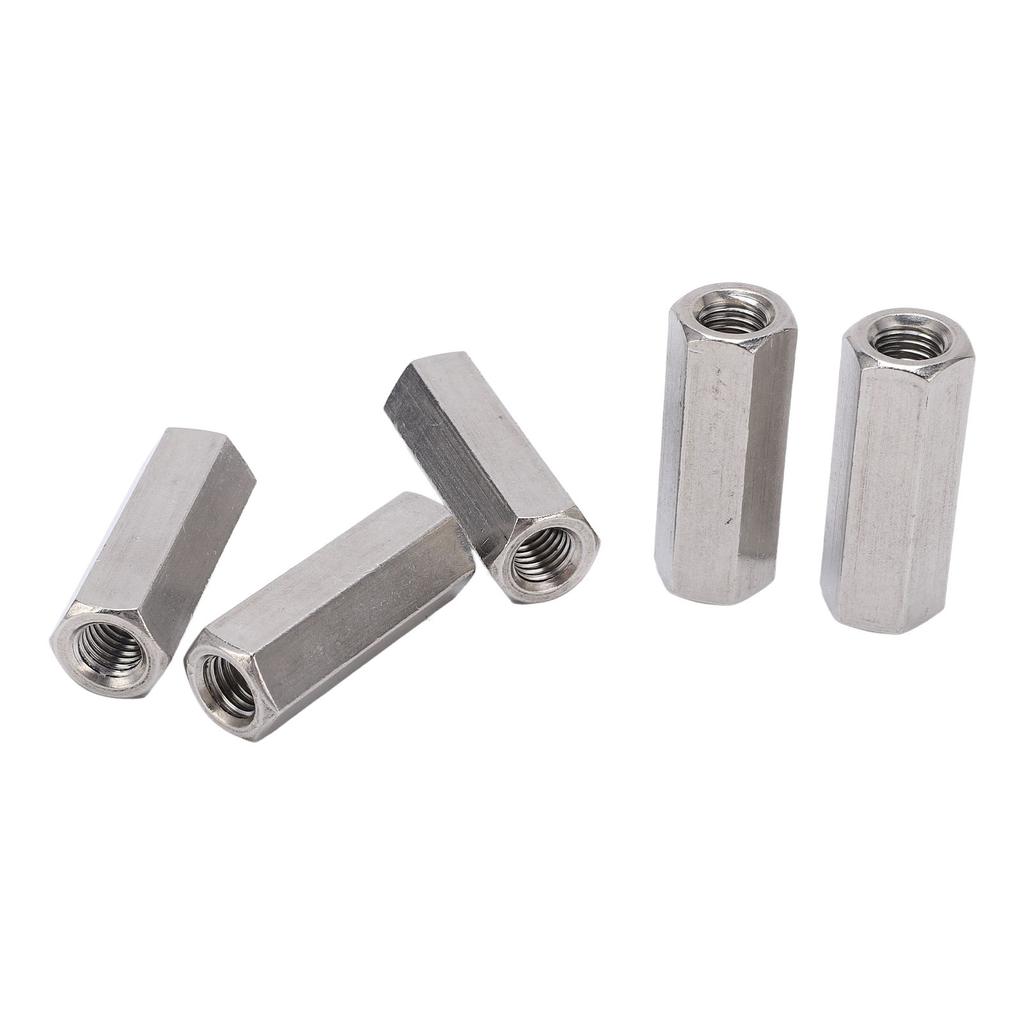5 Stück Silber M12 Sechskant-Verbindungsmutter Korrosionsbeständigkeit Robust 304 Edelstahl Verbindungsmutter Set
