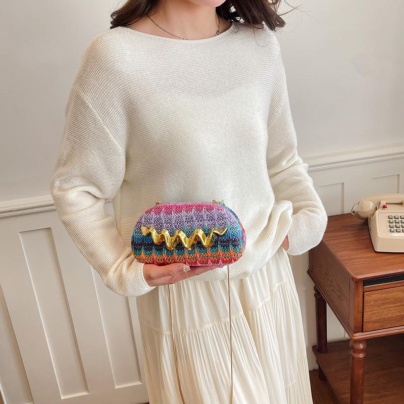 Borsa a Spalla Singola da Donna di Alta Qualità Borsa a Tracolla Borsa da Sera Borsa a Spalla di Lusso con Catena Metallica Versatile alla Moda Abbinamento Quotidiano