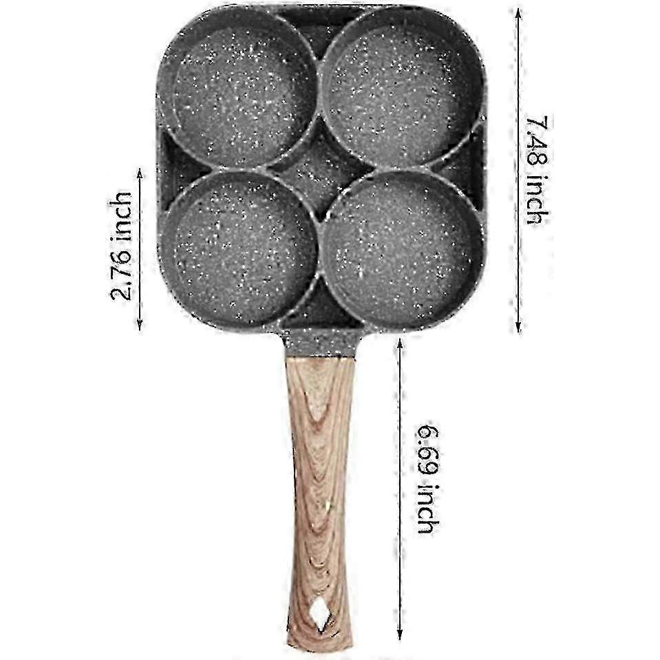 4 hole nonstick wooden handle omelette skillet omelette hash browns burger skillet