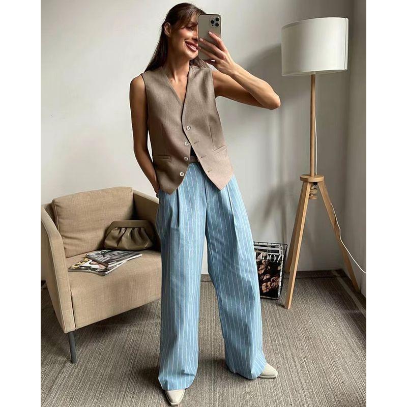 Fashion Style Summer New Arrival Fashion All-Match Sleeveless Waistcoat Vest Pants Suit Tank Top Pants Set