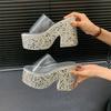 Ultra High Heels, Sponge Cake, Thick Sole, Large Size Sequins, Korean Version Slippers, Sandals