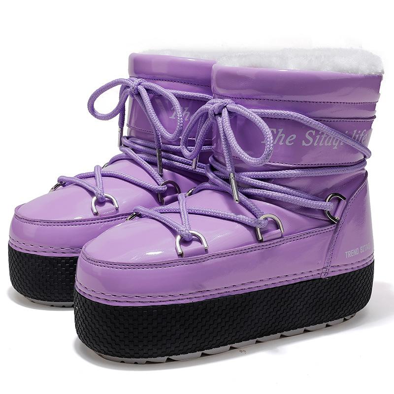 New Parent-child Snow Boots Warm Thickened Velvet Space Boots Anti-splashing Water Heightening Non-slip Snow Boots