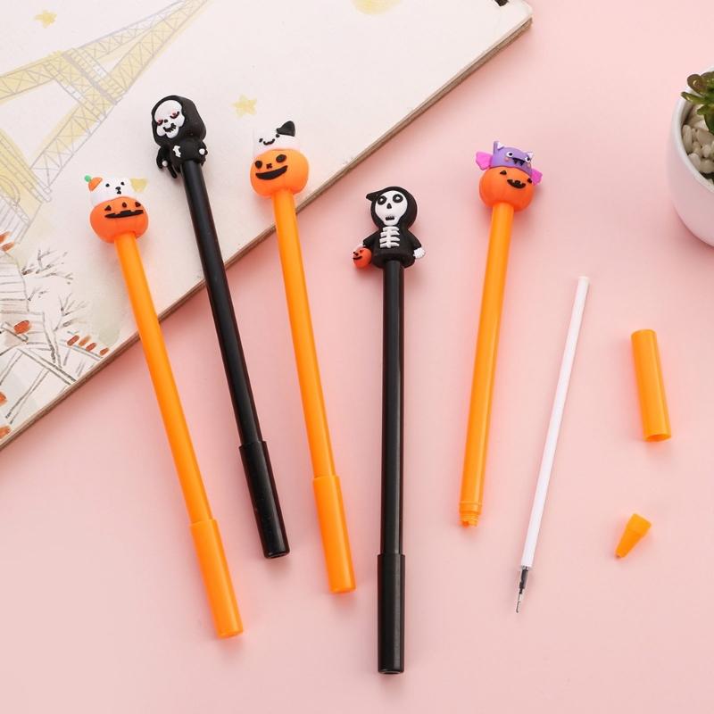 5Pcs Halloween Cartoon Gel Pen, 0.5MM Needle Tip, Quick Drying, Write Smoothly for Student Adult Noting Journaling