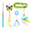 Cat Toy Set with Retractable Stick and 3 Interchangeable with Heads, Bell.
