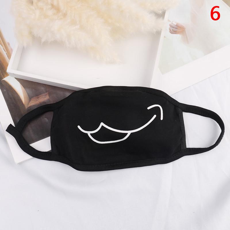 Black Unisex Cartoon Cat Funny Expression Face Mask Cotton Breathable Mouth Mask Anti-dust Pollution Masks For Woman Man