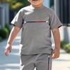 Boy PARIS Letter Print Fashionable Casual Easy Comfortable Versatile T-Shirt Shorts Set, for Outdoor