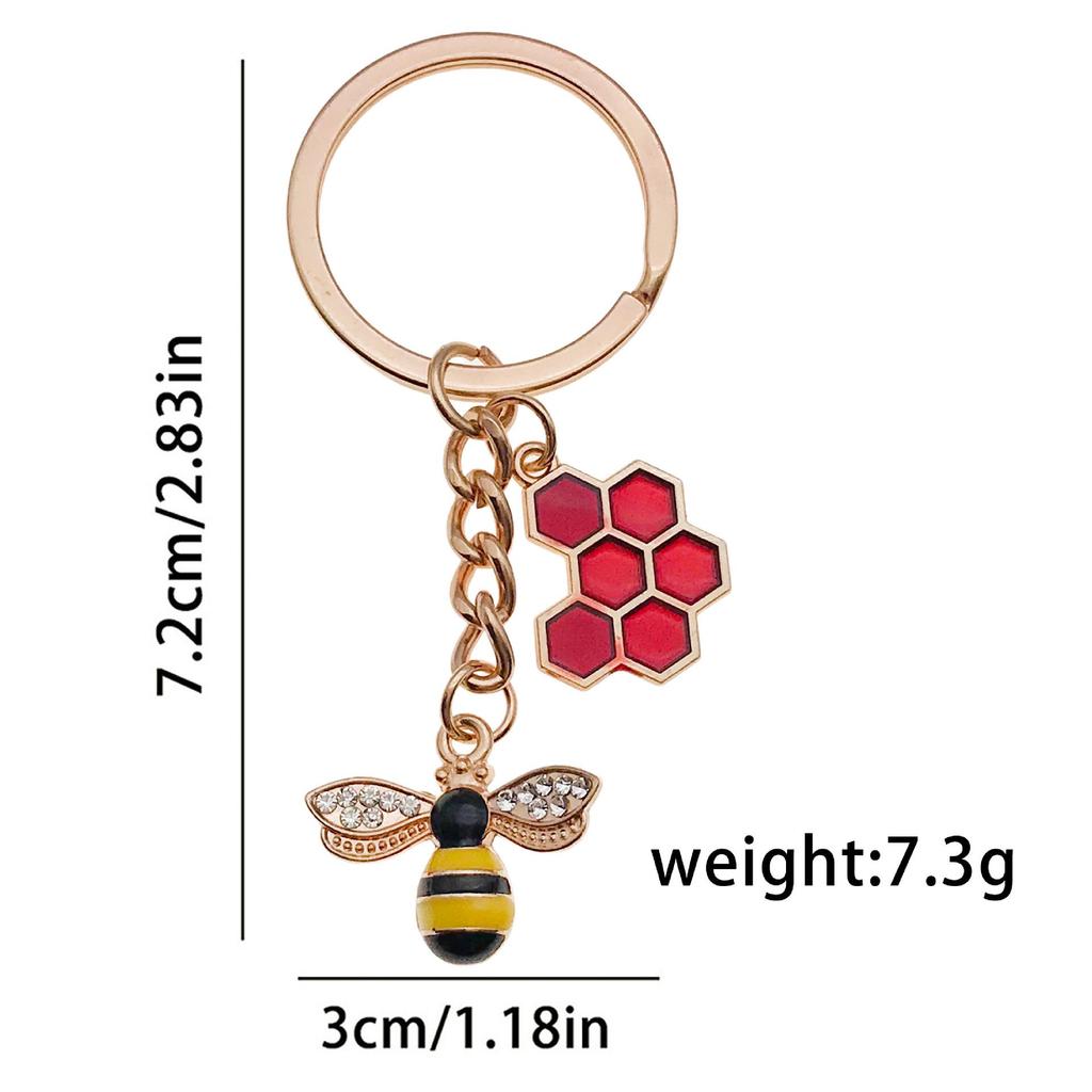 Personalized Pearl Bee & Sunflower Honeycomb Keychain Charm