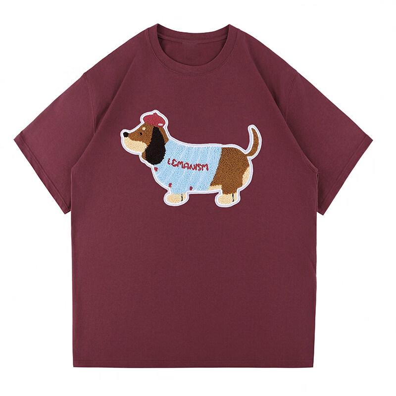 LEMANISM Huang Zihongfan Dachshund Embroidery Heavyweight T-Shirt