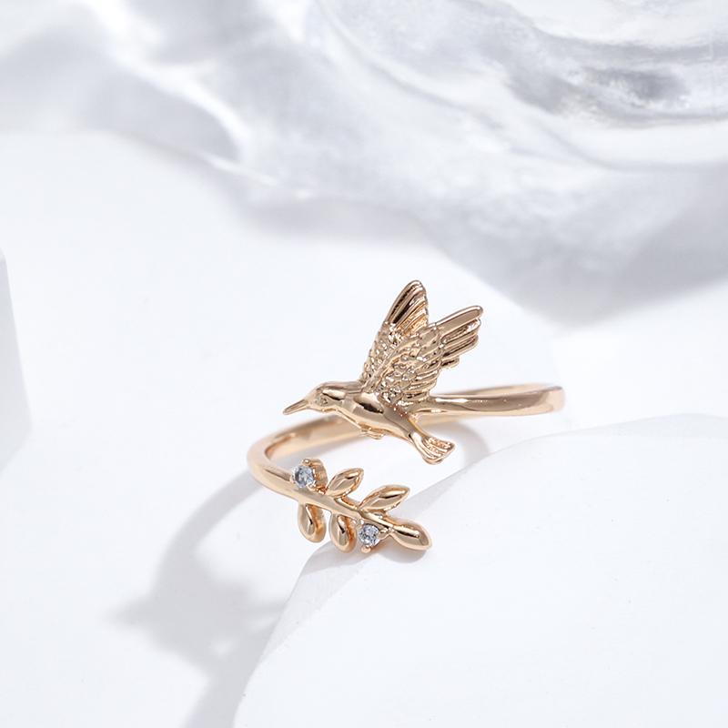 Kinel Bride And Leaves lahtised sõrmused naistele Roosa kullavärvi peened ehted